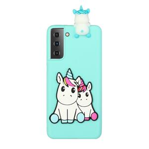 huismerk Voor Samsung Galaxy S22 5G Schokbestendig 3D Ly Lying Cartoon TPU Telefoon Case (Paar Unicorn)