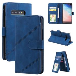 huismerk Voor Samsung Galaxy S10 + Skin Feel Business Horizontale Flip PU Lederen Case Met Houder & Multi-Card Slots & Portemonnee & Lanyard & Photo Frame (Bla