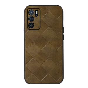 huismerk For OPPO A16 Weave Plaid PU Phone Case(Green)