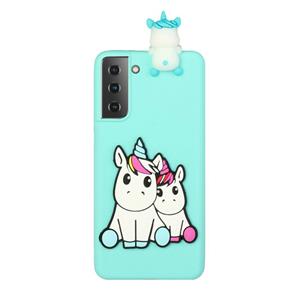 huismerk Voor Samsung Galaxy S22 + 5G Schokbestendig 3D Ly Lyny Cartoon TPU Telefoonhoes (Paar Unicorn)