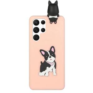 huismerk Voor Samsung Galaxy S22 Ultra 5G Schokbestendig 3D Liggend Cartoon TPU-telefooncase (schattige hond)