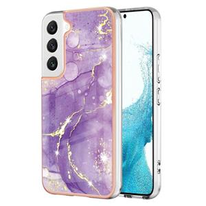 huismerk Voor Samsung Galaxy S22 5G Electloplating Marmeren IMD TPU Telefoonhoes (Purple 002)