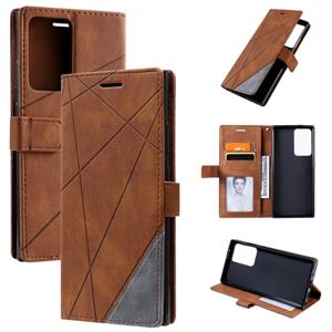 huismerk Voor Samsung Galaxy Note20 Ultra Skin Feel Splicing Horizontal Flip Leather Case met Holder & Card Slots & Wallet & Photo Frame(Brown)