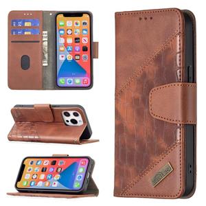 huismerk Voor iPhone 13 Mini Matching Color Crocodile Textuur Horizontale Flip PU Lederen Case met Portemonnee & Houder & Kaartslots (Brown)