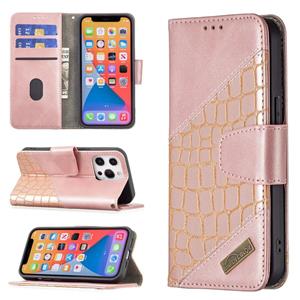 huismerk Voor iPhone 13 Mini Matching Color Crocodile Textuur Horizontale Flip PU Lederen Case met Portemonnee & Houder & Kaartslots (Rose Gold)