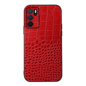 huismerk For OPPO A16 Crocodile Top Layer Cowhide Leather Phone Case(Red)