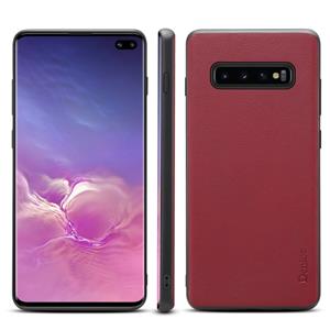 Voor Galaxy S10 Plus Denior V7 Luxe Auto Cowhide Lederen Ultrathin Beschermende Hoes (Donkerrood)