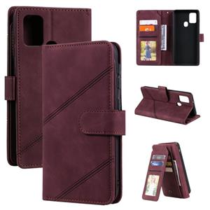 huismerk Voor Samsung Galaxy A21S Huid Feel Business Horizontal Flip PU Lederen Case met Houder & Multi-Card Slots & Portemonnee & Lanyard & Photo Frame (Wine