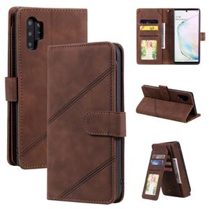 huismerk Voor Samsung Galaxy Note10 + Skin Feel Business Horizontale Flip PU Lederen Case met Houder & Multi-Card Slots & Wallet & Lanyard & Photo Frame (Brown