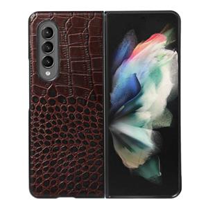 huismerk Voor Samsung Galaxy Z Fold3 5G Crocodile Top Layer Cowhide Lederen Telefoonhoes