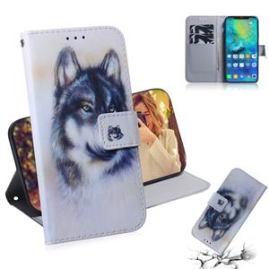 Huismerk Witte Wolf patroon gekleurde tekening horizontale Flip lederen case voor Huawei mate 20 Pro met houder & card slots & portemonnee