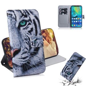 Huismerk Tiger patroon gekleurde tekening horizontale Flip lederen case voor Huawei mate 20 Pro met houder & card slots & portemonnee