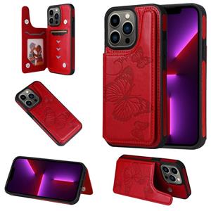 huismerk Butterfly Embossing Pattern Shockproof Phone Case voor iPhone 13 Pro