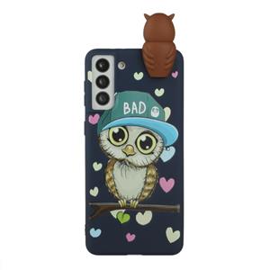 huismerk Voor Samsung Galaxy S22 5G Shockproof Cartoon TPU Telefoonhoes (Blue Owl)