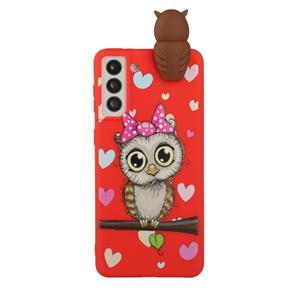 huismerk Voor Samsung Galaxy S22 5G Schokbestendig Cartoon TPU Telefoonhoes (Red Owl)