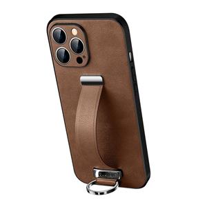 Sulada Cool Series PC + lederen textuur Skin Feel ShockProof Phone Case voor iPhone 13 Pro (Brown)