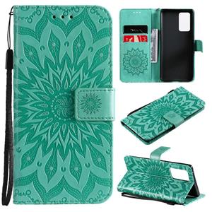 huismerk Voor Oppo Reno6 Pro 5G Sun Embossing Pattern Horizontale Flip Leren Case met Kaart Slot & Houder & Portemonnee & Lanyard