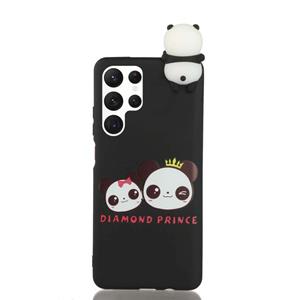 huismerk Voor Samsung Galaxy S22 Ultra 5G Schokbestendig Cartoon TPU Telefoonhoes (twee Panda's)