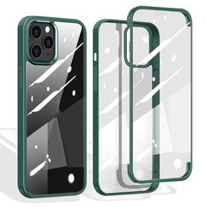 huismerk Dubbelzijdige plastic glazen beschermhoes voor iPhone 12 mini(Groen)