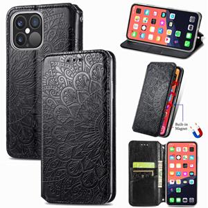 huismerk Voor iPhone 13 Pro Max Blooming Mandala reliëf patroon magnetische horizontale flip lederen tas met houder & kaart slots & portemonnee