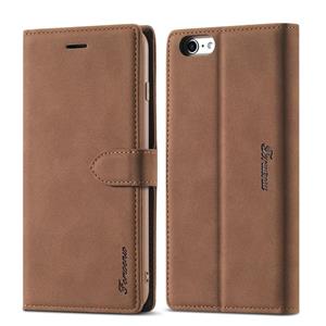 Voor iPhone 6 Plus / 6s Plus Forwenw F1-serie Matte Sterke Magnetisme Horizontale Flip Lederen case met Holder & Card Slots & Wallet & Photo Frame(Bro