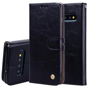 huismerk Business Style olie Wax textuur horizontale Flip lederen case voor Galaxy S10 Plus met houder & card slots & portemonnee (zwart)