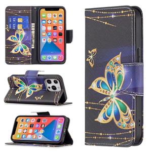 huismerk Ingekleurde tekening Pattern Horizontale Flip Leather Case met houder & Card Slots & Wallet Voor de iPhone 13 mini (Big Butterfly)