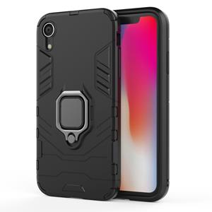 huismerk PC + TPU Shockproof beschermhoes met magnetische Ring houder voor iPhone XR (zwart)