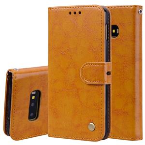 huismerk Business stijl olie Wax textuur horizontale Flip lederen case voor Galaxy S10 E met houder & kaartsleuven & portemonnee (bruin)