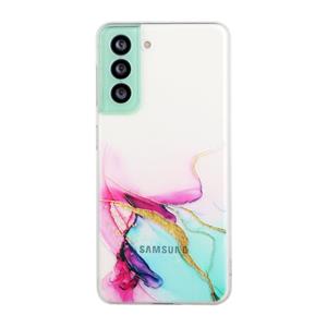 huismerk Voor Samsung Galaxy S22 + 5G Hollow Marmeren Patroon TPU precieze gat telefoon beschermhoes