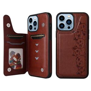 huismerk Zes katten embossing patroon shockproof telefooncase voor iphone 13 pro max