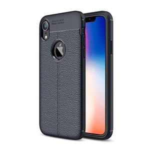 huismerk Litchi textuur TPU Case voor iPhone X/XS (marineblauw)