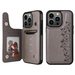 huismerk Zes katten embossing patroon shockproof telefooncase voor iphone 13 pro