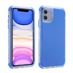 huismerk Voor iPhone 12 3 In 1 Dreamland PC + TPU Solid Color Transparent Border Protective Case(Blauw)