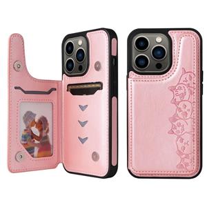 huismerk Zes katten embossing patroon shockproof telefooncase voor iphone 13 pro (rose goud)