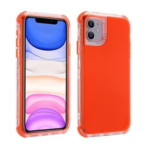 huismerk Voor iPhone 12 3 In 1 Dreamland PC + TPU Solid Color Transparent Border Beschermhoes(oranje)