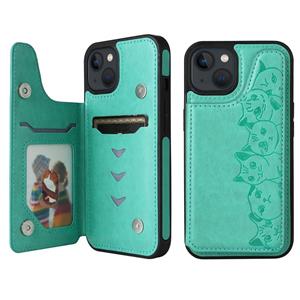 huismerk Zes katten embossing patroon shockproof telefooncase voor iphone 13