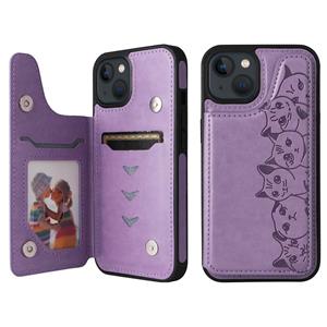 huismerk Zes katten embossing patroon shockproof telefooncase voor iphone 13