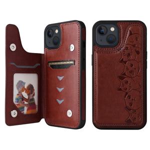 huismerk Zes katten embossing patroon shockproof telefooncase voor iphone 13