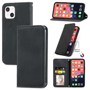 huismerk Voor iPhone 13 Retro Skin Feel Business Magnetic Horizontal Flip Leren Case met Houder & Card Slots & Portemonnee & Fotolijst (Zwart)