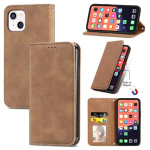 huismerk Voor iPhone 13 Retro Skin Feel Business Magnetische Horizontale Flip Leren Case met Houder & Card Slots & Portemonnee & Photo Frame (Brown)