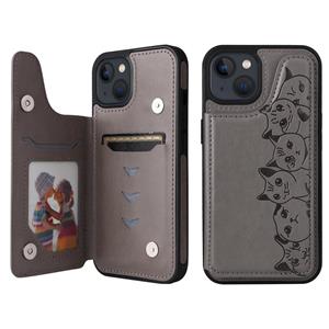 huismerk Zes katten embossing patroon shockproof telefooncase voor iphone 13 mini