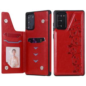 huismerk Six Cats Embossing Pattern Beschermhoes met Holder & Card Slots & Photo Frame Voor Samsung Galaxy Note20(Rood)