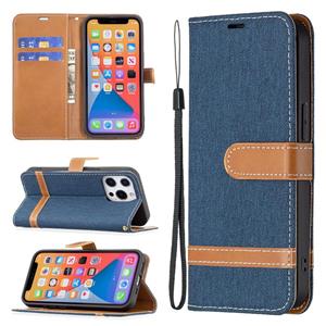 huismerk Kleur Bijpassende Denim Textuur Horizontale Flip Leren Case met Houder & Card Slots & Wallet & Lanyard voor iPhone 13 Mini