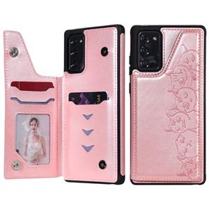 huismerk Six Cats Embossing Pattern Protective Case met Holder & Card Slots & Photo Frame Voor Samsung Galaxy Note20 (Rose Gold)