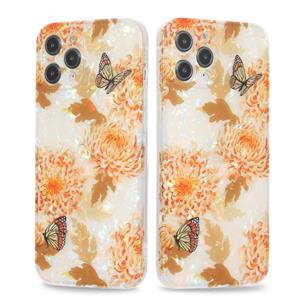 huismerk Butterfly Shell Colorful Series Pattern IMD TPU Shockproof Case voor iPhone 13 (Oranje)