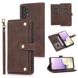 huismerk Voor Samsung Galaxy A32 5G PU + TPU Horizontale Flip Leren Case Met Houder & Card Slot & Portemonnee & Lanyard (Brown)