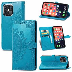 huismerk Voor iPhone 13 Pro MAX Mandala Bloem reliëf horizontale flip lederen tas met houder en drie kaart slots & portemonnee & lanyard