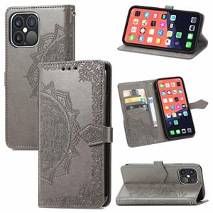 huismerk Mandala bloem reliëf horizontale flip lederen tas met houder en drie kaart slots & portemonnee & lanyard voor iphone 13 pro max