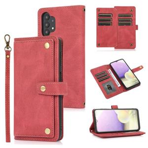 huismerk For Samsung Galaxy A32 5G PU + TPU Horizontal Flip Leather Case with Holder & Card Slot & Wallet & Lanyard(Wine Red)